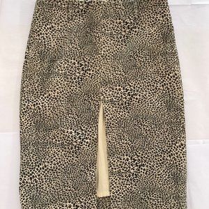 Animal Print Velvet Pencil Skirt Front Slit Made in Italy, IT Size 42, US 6/8